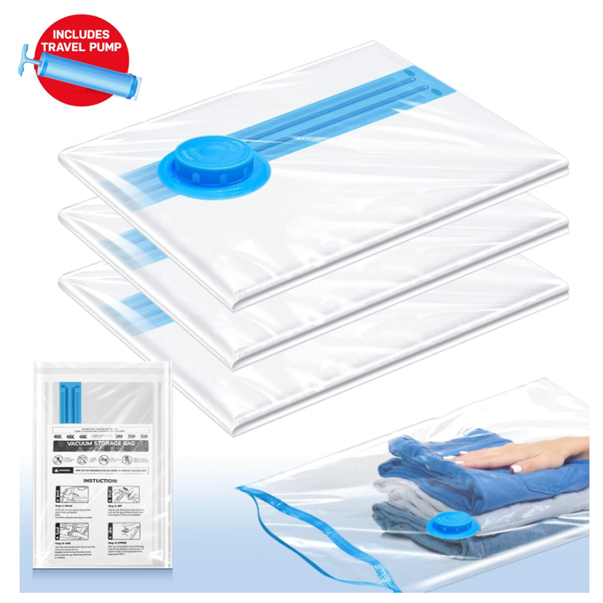 Travel Accessories In Store - 3 шт. вакуумных пакета с клапаном