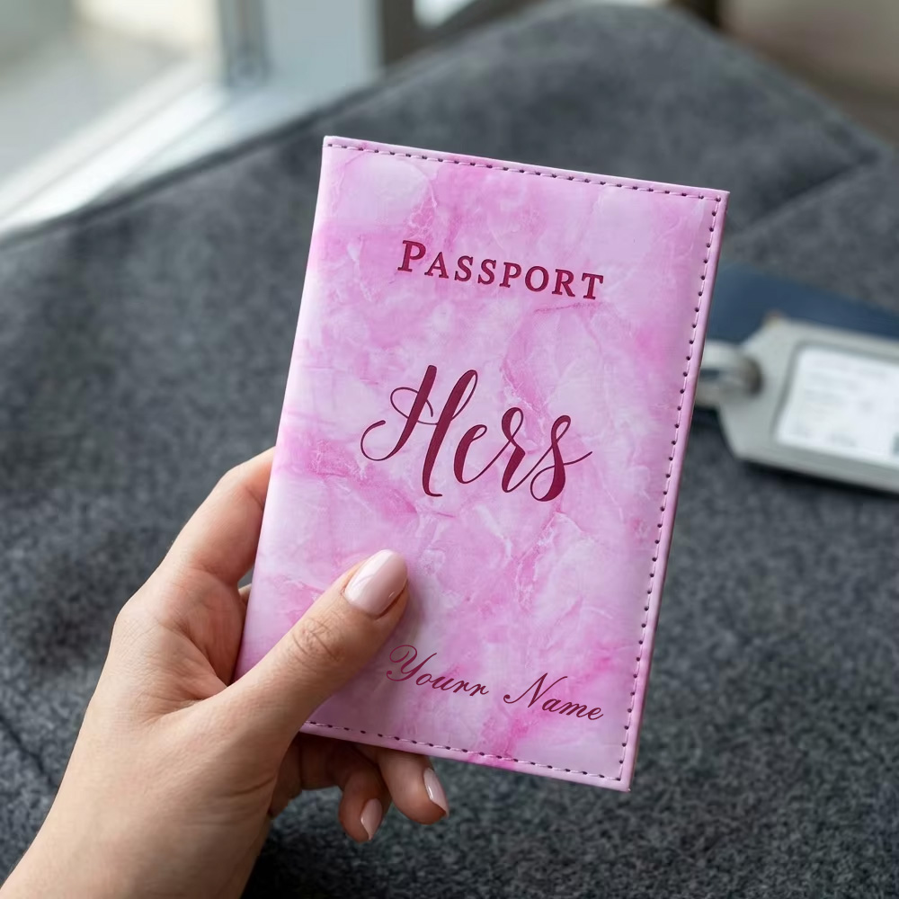 Travel Accessories Gifts For Her - Персонализированная обложка для паспорта из мраморной